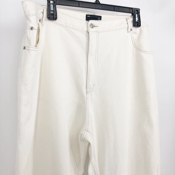 ASOS Womens Straight Keg Jeans US 20 Cream High Rise Denim Non Stretch Cotton - Picture 4 of 10